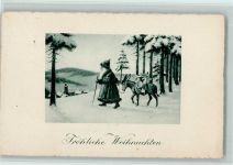 mit dem Esel im Wald - Weihnachten 1933 AK Weihnachtsmann