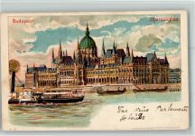 1900 Lithographie / Künstlerkarte sign R. Geiger - Raddampfer, Uj-orszaghaz - good condition
