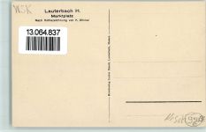 W6420 Lauterbach (Hessen) Marktplatz Kohlezeichnung K. Winkel Winkel, K. Künstlerkarte