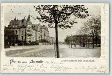 O9001 Chemnitz , Sachs albertstrasse mit Bahnhof Bahnhof 1900
