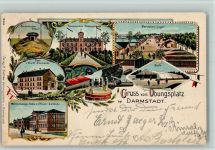 W6100 Darmstadt Grus aus - Truppenübungsplatz , gute Erhaltung AK Kaserne 1907 Lithographie