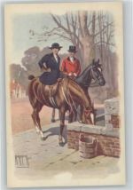 sign Rappini - Frauen reiten - 1929 AK Italien Künstler R Künstlerkarte