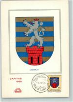 Diekirch 1958 KEINE AK Stadtwappen Caritas Maximumkarte