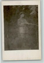 Jäger mit Gewehr im Anschlag Foto ca 1930 AK Jagd