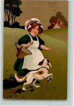 Serie 1904 Gouache Dorfkinder , gute Erhaltung Meissner & Buch 1913 Lithographie