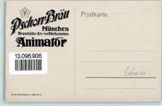 W8000 München Pschorr Bräu - Animator , Eckknick Werbung Bier 1919 Gebrauchsspuren