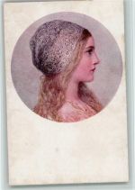 Nr. 915 Munk Frauenkopf sehr lange Haare - Haarschmuck alrt Jugendstil M. Munk Wien