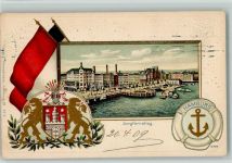 W2000 Hamburg Jungfernstieg Wappen 1909 Lithographie / Prägedruck