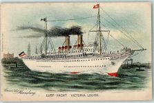 W2000 Hamburg Gruss aus - ust Yacht - Viktoria Luise AK Schifffahrt 1899