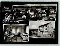 69436 W6936 Schwanheim , Baden 1970 Foto AK Gasthof "Zum Schwanen" mit Innenansicht , gute Erhaltung AK