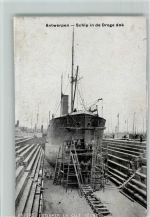 Antwerpen Schiff im Trockendock 1915 AK Hafen