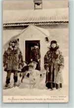Missionare in den Eismissionen Kanadas zur Missionsreise bereit Hunde Winter Motiv Kanada 1913