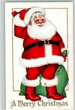 Merry Christmas AK Weihnachtsmann Prägedruck