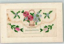 Blumen AK Seide (gestickt) AK mit Stickerei
