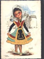 Tracht aus Toledo sign. Isabel Seide (gestickt) AK mit Stickerei