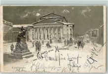 W8000 München Gruss aus Lithographie AK Theater 1898 AK mit Glitzer