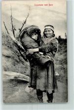 Lappekone med Barn Trachten Norwegen 1908