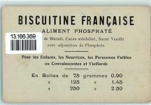 Künstlerkarte sign. Ch. Beauvais Rückseite Werbung : Biscuitine Francaise Pferderennen Gebrauchsspuren