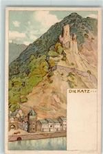 56346 W5422 St. Goarshausen Künstlerkarte Burg Katz