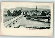 W6551 St. Johann , Rheinhess Reliefdruck Ortsansicht und alte Brücke Reliefdruck