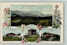 Zwieselalm 1908 Gebrauchsspuren Kirchstein Windhütte am Zwiesel Lithographie