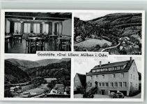 69429 W6935 Mülben - Gaststätte Drei Lilien Innenaufnahme Gastraum Ortsansichten 4-Bildaufnahme