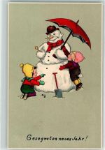 Kinder Regenschirm Verlag HWB Serie 2008 AK Schneemann 1927 Künstlerkarte