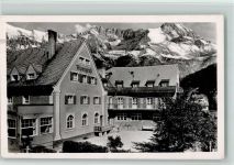 82467 W8100 Garmisch 1950 Foto AK Hotel "Alpengruß" , gute Erhaltung AK