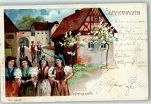 08548 O9901 Fröbersgrün 1900 Künstlerkarte Trachten sign Metzner