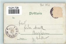 71672 W7142 Marbach am Neckar 1897 Gebrauchsspuren Gruss aus - Lithographie , schitter Denkmal und Haus, Cottaplatz , Ottmar Zieher