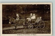 W2800 St. Magnus Eselfahrten Kutsche im Brunnenhof AK Esel 1925 Gebrauchsspuren