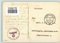 Briefstempel Marsch Batl. - Eisenach 1942 Feldpoststempel WK II