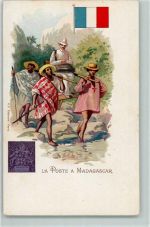 Lithographie La Poste a Madagascar