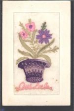 Seidenstickerei Passepartout Blumen AK Seide (gestickt) AK mit Stickerei