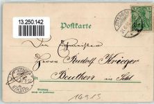 14913 O1700 Jüterbog 1901 Lithographie Schiessschulen-Kasernement Kanonen Offiziers-Casino Bahnhof