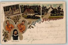 08344 O9437 Grünhain 1897 Lithographie Fürstenbrunn Köhler Schmidt Prinz Ernst Prinz Albrecht Heimstätte Förstel Ort lt. Stempel