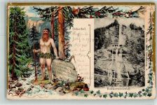 38667 W3396 Okertalsperre 1906 Prägedruck Romkerwasserfall Lithographie