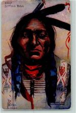 Prägedruck Chief Sitting Bull sign. Peterson AK Indianer Künstlerkarte