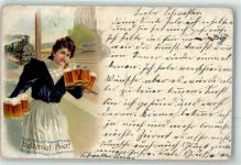 Beruf Kellnerin Eisenbahn Haldengut Bier Werbung Bier 1904 Lithographie / Künstlerkarte