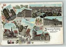 38100 W3300 Braunschweig Lithographie Lessingdenkmal Polytechnik Ortsansicht Denkmal Heinrich des Löwen Löwendenkmal Dom Residenzschloss