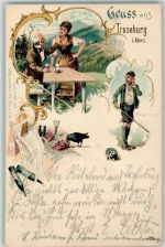 38889 O3721 Treseburg 1899 Lithographie Gruss aus