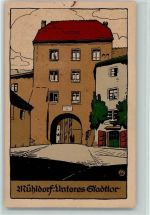84453 W8260 Mühldorf a. Inn Künstlersteindruck Unteres Stadttor AK
