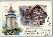 88212 W7980 Ravensburg , Württ 1899 Lithographie sign. Fuchs, K. Humpissgasse