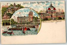 W1000 Berlin Mitte Pavillon Marine-Schauspiel Gewerbeausstellung 1896 Lithographie