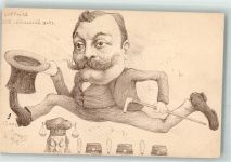 l`Affaire Sert-Boulaine Fuite Denizard Karikatur sign. Orens Motiv Frankreich 1902 Künstlerkarte