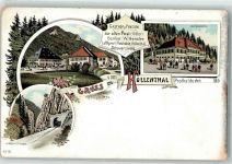 79856 W7824 Posthalde Lithographie Gasthaus Pension zur alten Post Hirschsprung