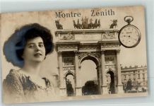 Paris Zenith Stoppuhr Werbung Frauenschönheit Uhr Fotomontage AK