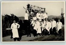 67722 W6752 Winnweiler Foto AK Metzgerei-Angestellte Pferdefuhrwerk Ort handschriftlich