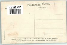 Gand Gent Lithographie / Künstlerkarte Welt- Ausstellung 1913