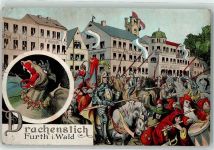 94481 W8351 Furth i Wald - Drachenstich Drache Ritter Gasthaus Max Scherbauer